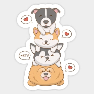 Kawaii Dogs - Pitbull Akita Husky Chow Chow Sticker